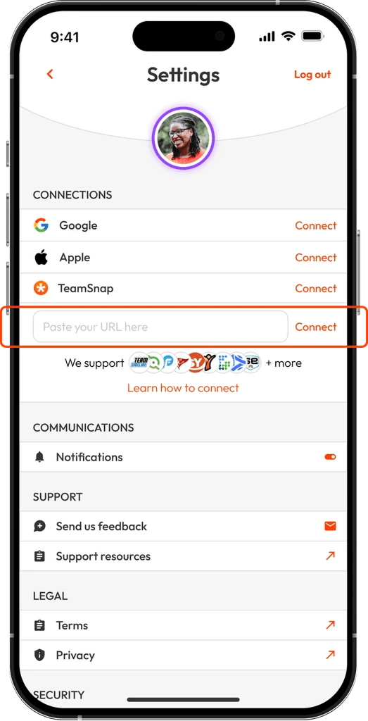 Paste ICS link